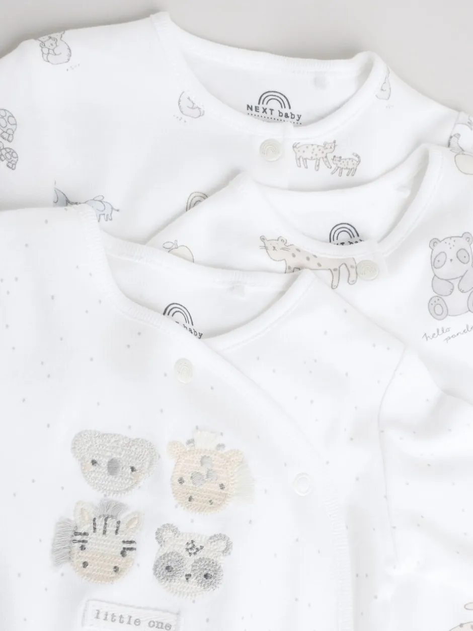 Babypakjes En Babypyjama's|Next - Verpakking van 3 babypyjama's (0-2jr) Wit met safariprint