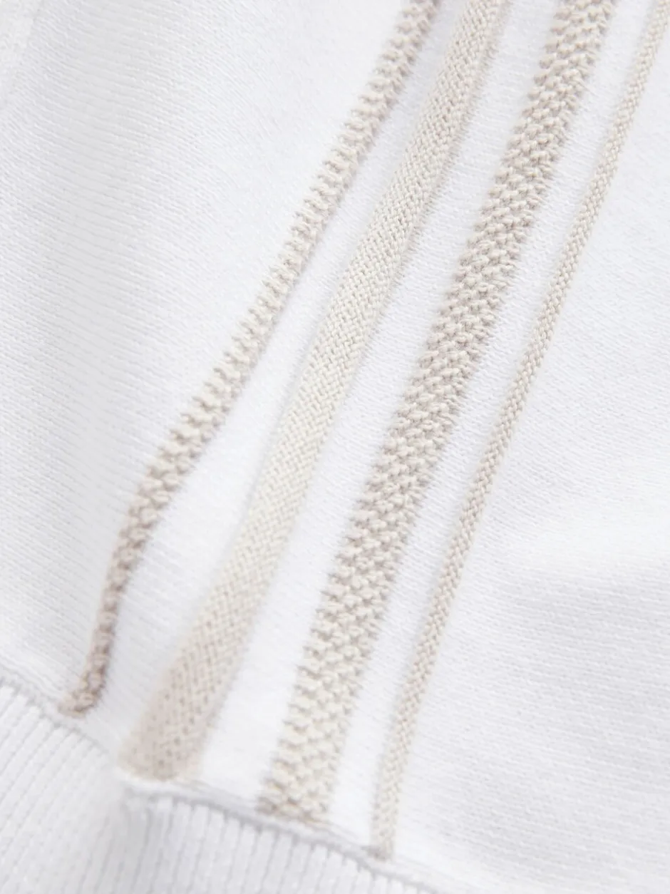 Truien En Breisels*Next - 100% katoenen gebreid poloshirt met rits bij de hals (3mnd-7jr) Wit met verticale strepen