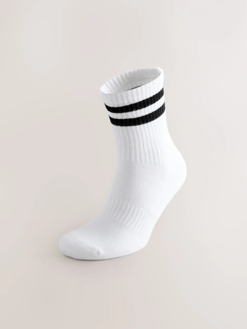 Sportkleding*Next - Verpakking van 4 sportsokken Wit met zwarte strepen