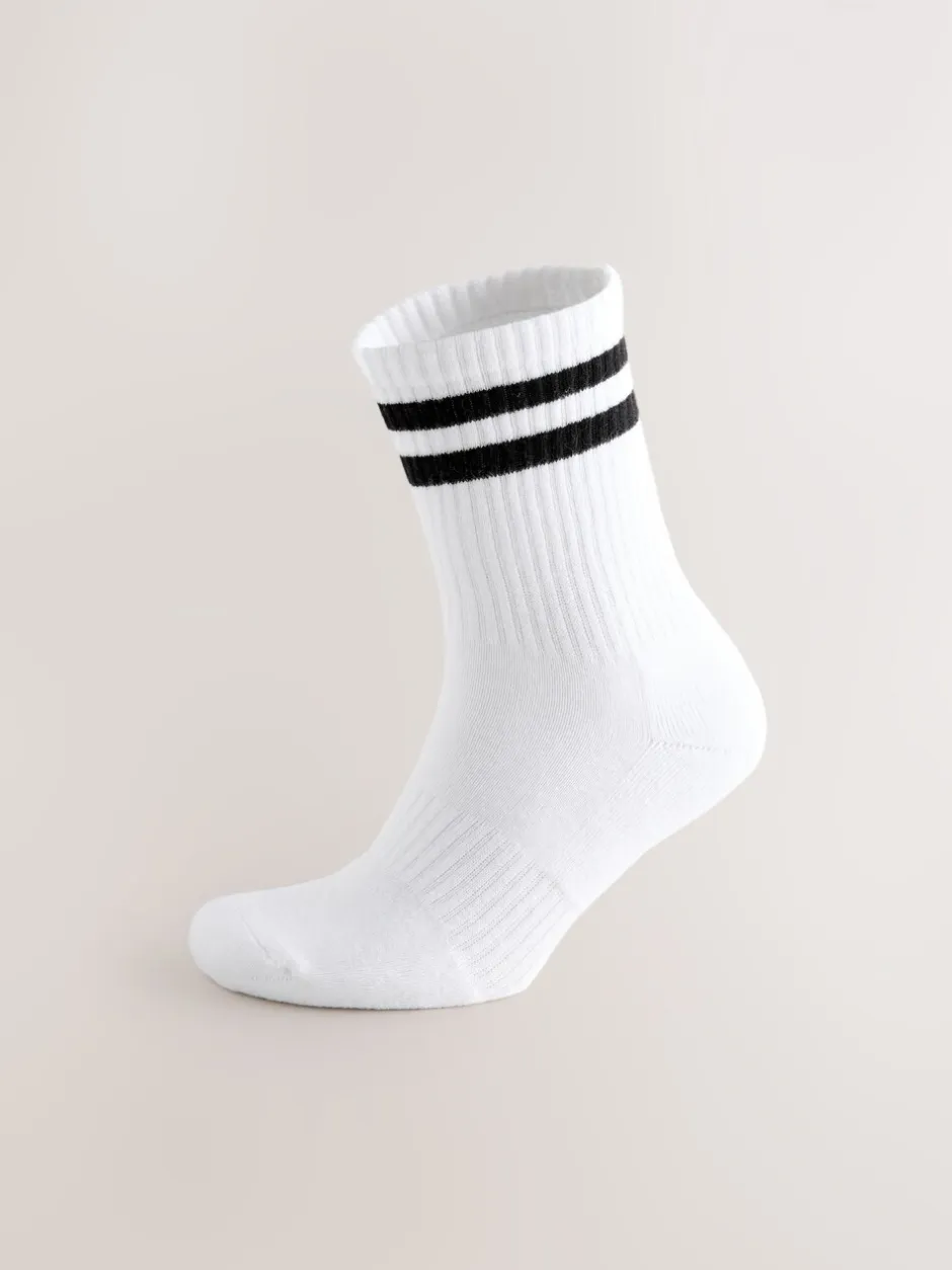 Sportkleding*Next - Verpakking van 4 sportsokken Wit met zwarte strepen