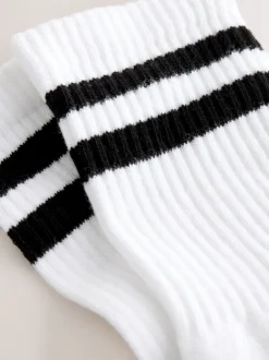 Sportkleding*Next - Verpakking van 4 sportsokken Wit met zwarte strepen