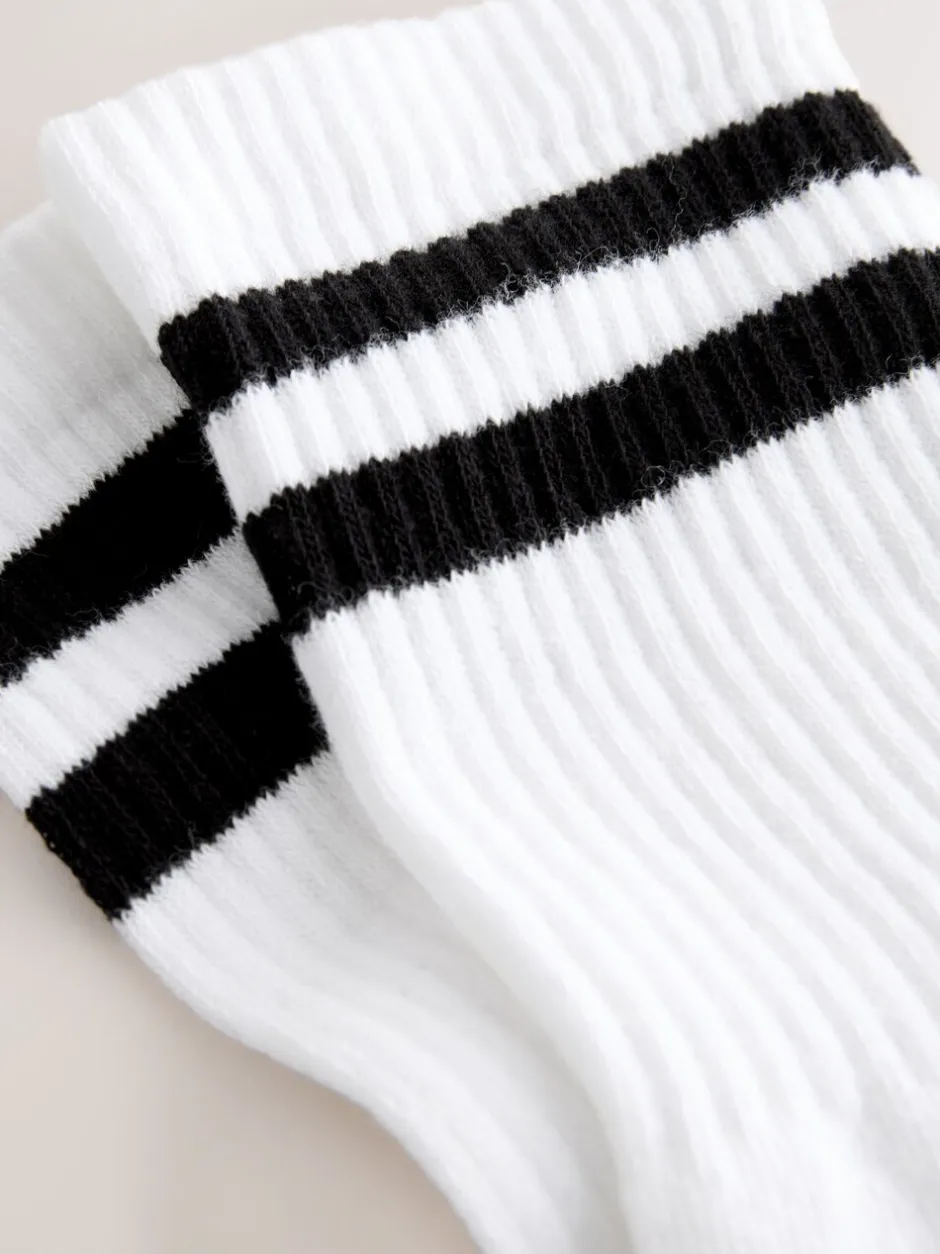 Sportkleding*Next - Verpakking van 4 sportsokken Wit met zwarte strepen