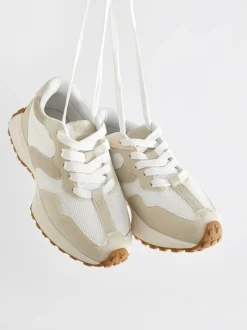 Sneakers|Sneakers|Next Wit neutraal - Vetersneakers met dikke zool
