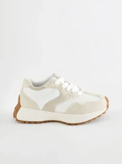 Sneakers|Sneakers|Next Wit neutraal - Vetersneakers met dikke zool