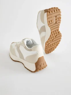 Sneakers|Sneakers|Next Wit neutraal - Vetersneakers met dikke zool