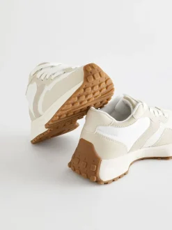 Sneakers|Sneakers|Next Wit neutraal - Vetersneakers met dikke zool