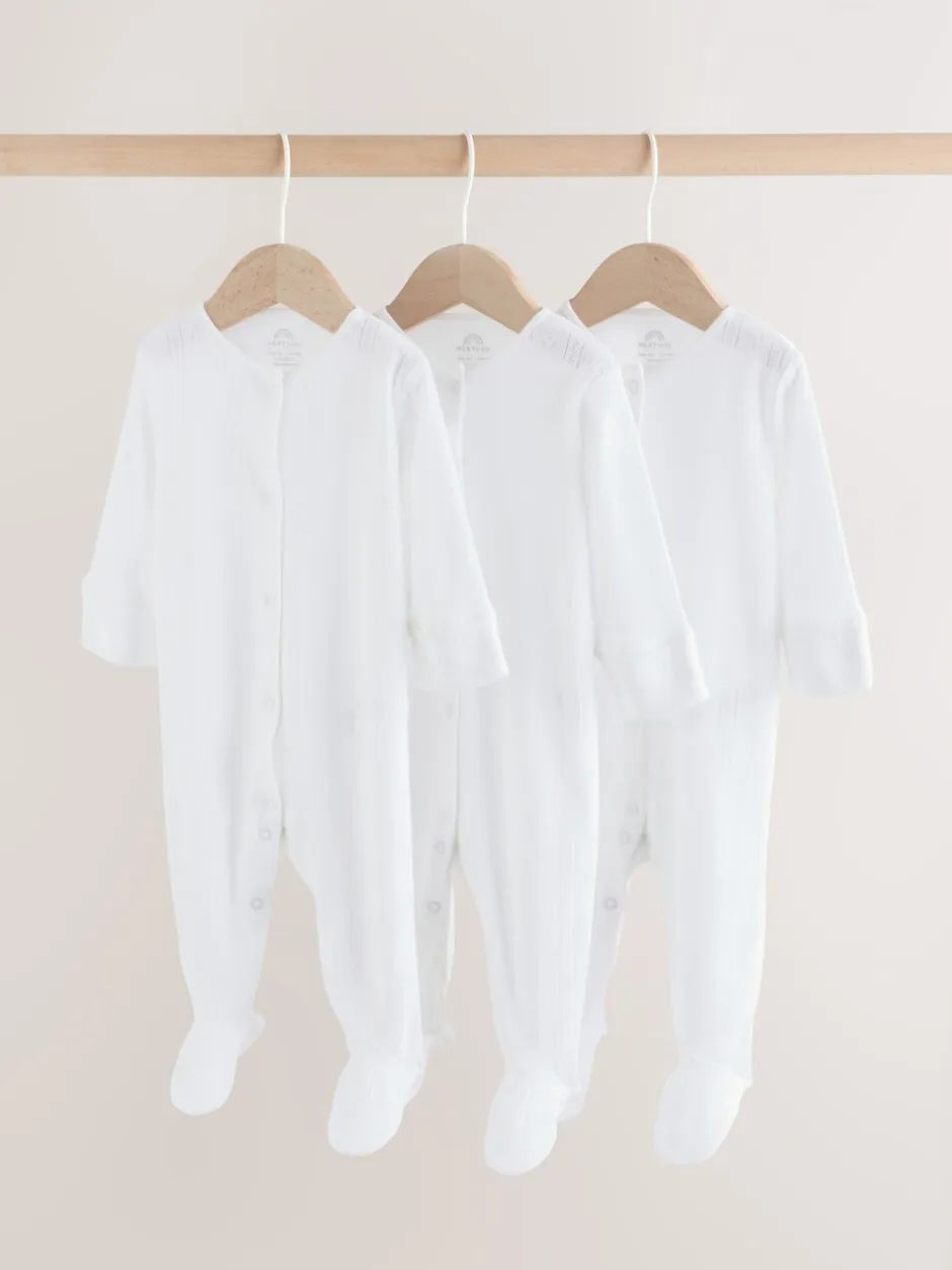 Babypakjes En Babypyjama's*Next Wit pointelle - Baby Sleepsuits 3 Pack (0-18mths)