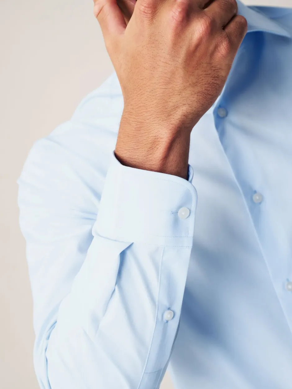 Formele Overhemden|Shirts|Next - Normale Pasvorm - Onderhoudsvriendelijke nette overhemden met lange mouwen met enkele manchetten, verpakking van 2 Wit/blauw