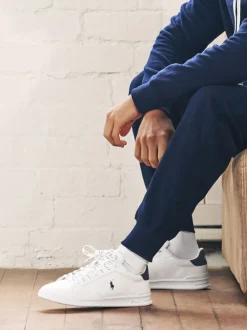 Sneakers|Polo Ralph Lauren - - Heritage Court II - Leren sneakers Wit/blauw