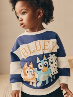 Sweaters En Hoody´S*Next Wit/blauw gestreept - Bluey sweatshirt van katoen met ronde hals (12mnd -8jr)