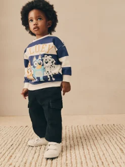 Sweaters En Hoody´S*Next Wit/blauw gestreept - Bluey sweatshirt van katoen met ronde hals (12mnd -8jr)