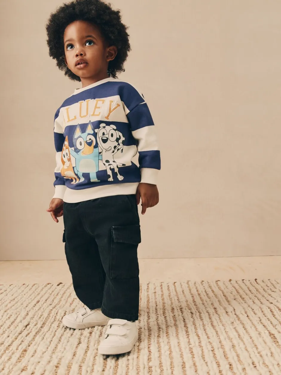 Sweaters En Hoody´S*Next Wit/blauw gestreept - Bluey sweatshirt van katoen met ronde hals (12mnd -8jr)