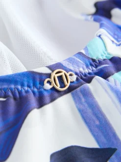 Badkleding|Next - Wrap Tummy Control Swimsuit Wit/blauw porselein