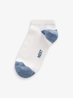 Sokken*Next Wit/blauw/grijs met contrasterende hiel en teen - Verpakking van 7 paar sneakersokken met hoog aandeel katoen