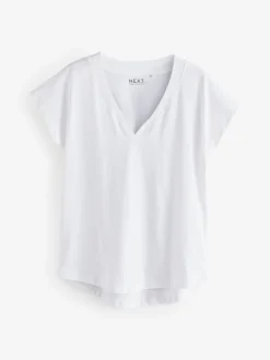 Tops En T-Shirts|Next Wit/grijs/khaki/roest/bruin - Set van 5 T-shirts met V-hals en kapmouwen van 100% katoen