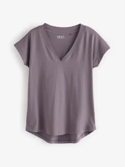 Tops En T-Shirts|Next Wit/grijs/khaki/roest/bruin - Set van 5 T-shirts met V-hals en kapmouwen van 100% katoen