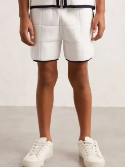 Shorts*Reiss - Barbor Tipped Knit Stitch-Detail Shorts Wit/marineblauw