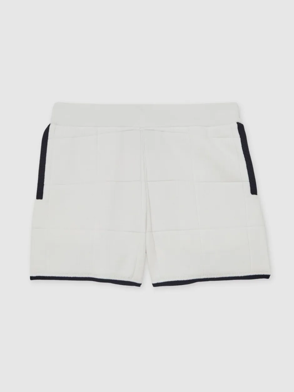 Shorts*Reiss - Barbor Tipped Knit Stitch-Detail Shorts Wit/marineblauw