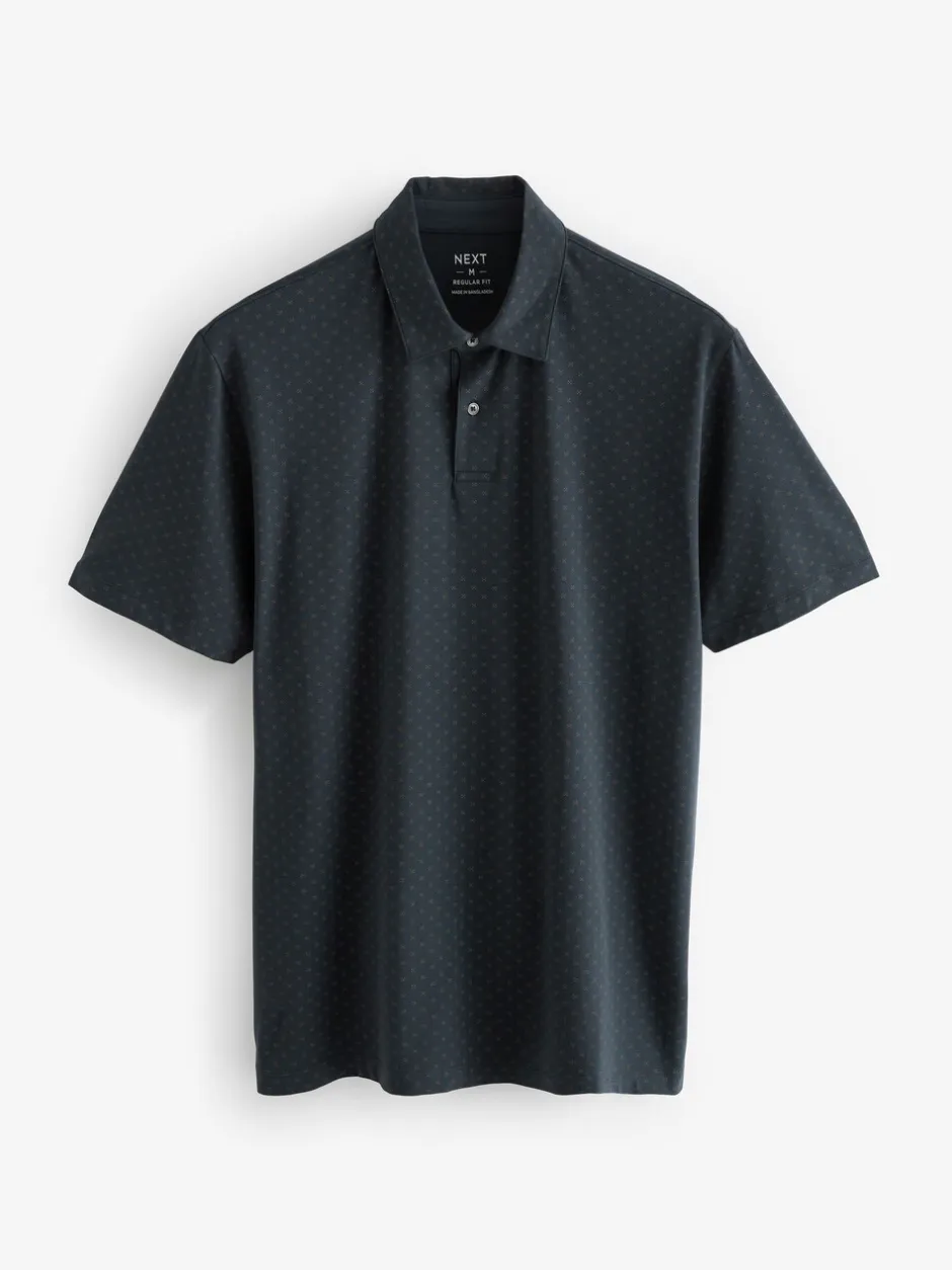 Poloshirts*Next Wit/marineblauw/zwart met goudkleurige geometrische print - Set van 3 jersey poloshirts met korte mouwen
