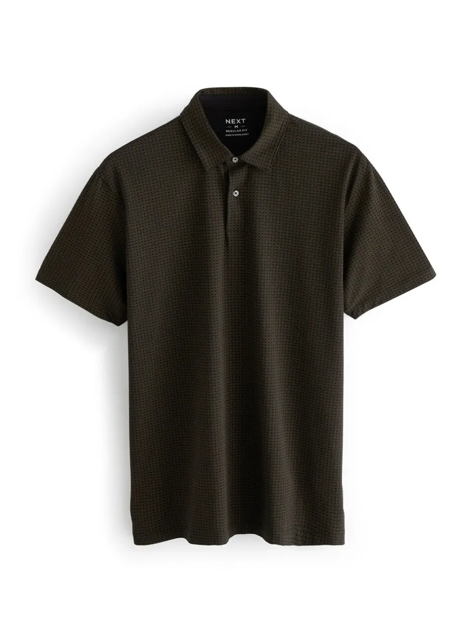 Poloshirts*Next Wit/marineblauw/zwart met goudkleurige geometrische print - Set van 3 jersey poloshirts met korte mouwen