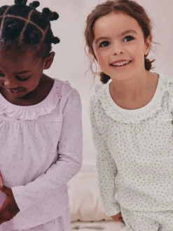 Nachtkleding En Pyjama's|Pyjama's*Next Wit/paars met fijne bloemenprint - Verpakking van 2 pyjama's met wijde pijpen (9mnd-8jr)