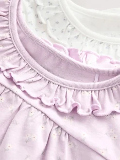 Nachtkleding En Pyjama's|Pyjama's*Next Wit/paars met fijne bloemenprint - Verpakking van 2 pyjama's met wijde pijpen (9mnd-8jr)