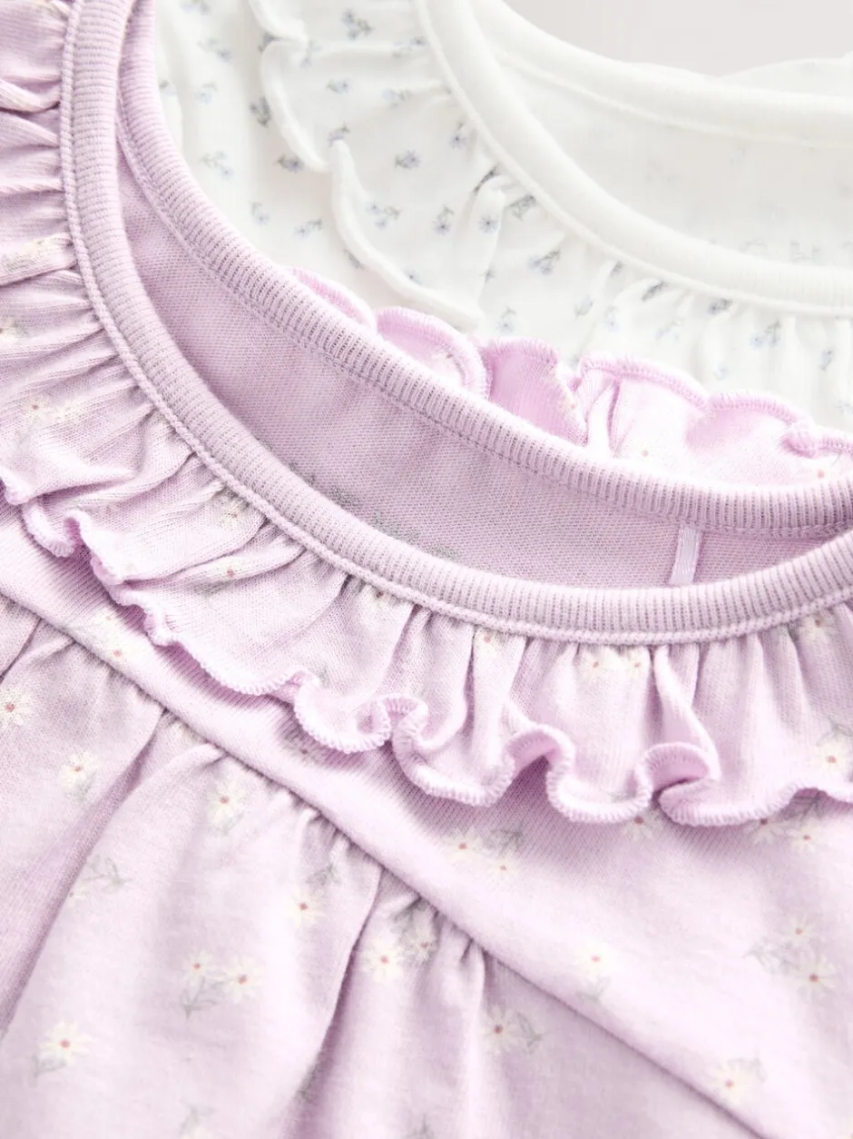 Nachtkleding En Pyjama's|Pyjama's*Next Wit/paars met fijne bloemenprint - Verpakking van 2 pyjama's met wijde pijpen (9mnd-8jr)