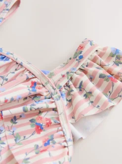 Badkleding|Badkleding*Laura Ashley - Frill Detail Swimsuit Wit/roze
