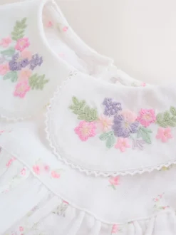 Rompertjes En Tuinbroeken|Babypakjes En Babypyjama's|Next Wit/roze met fijne print - Babyrompers met bloemenprint Set 2 -delig met maillot (0mnd -3jr)