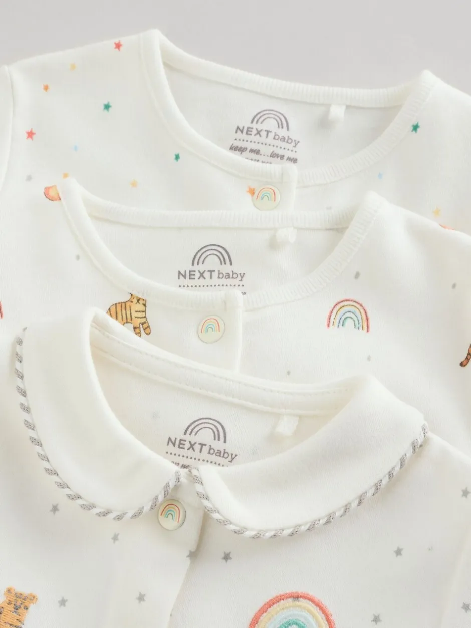 Babypakjes En Babypyjama's|Next - Verpakking van 3 slaappakjes (0-2jr) Witte basis