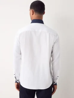Formele Overhemden*Next Witte Hatch Contract Kraag - Smart Trimmed Long Sleeve Party Shirt