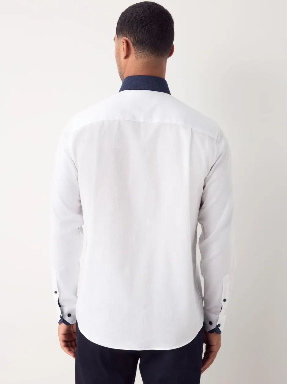 Formele Overhemden*Next Witte Hatch Contract Kraag - Smart Trimmed Long Sleeve Party Shirt
