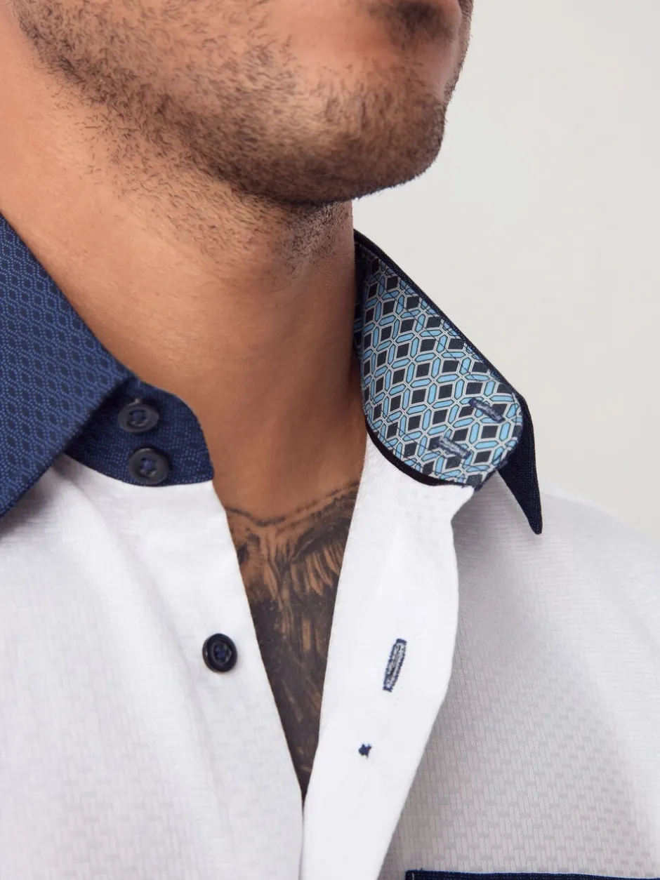Formele Overhemden*Next Witte Hatch Contract Kraag - Smart Trimmed Long Sleeve Party Shirt