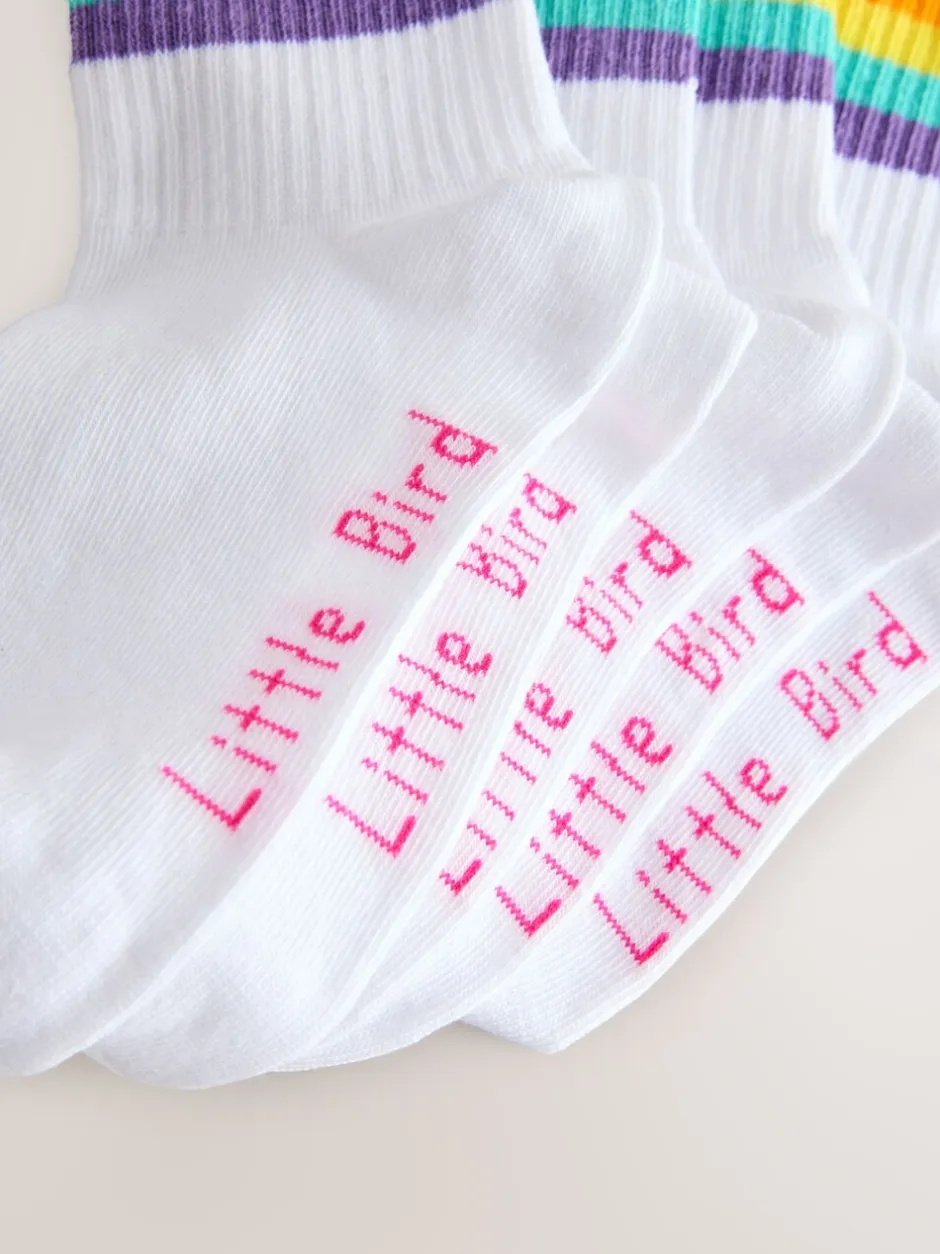 Sokken En Panty's|Sokken En Panty's*Little Bird by Jools Oliver - White Tube Socks 7 Pack Witte pastelkleurige regenboogprint