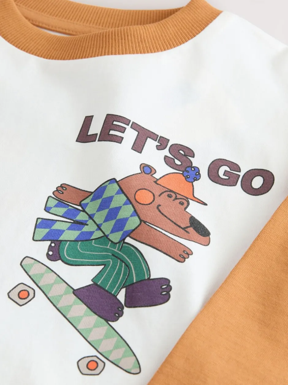 T-Shirts|Tops|Next Witte Skaterbeer - T-shirt met lange mouwen en print op de rug (3mnd -8jr)
