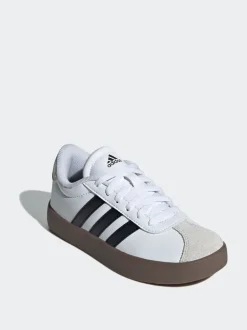 Sneakers|Sneakers*adidas - Vl Court 3.0 Suède sneakers met veters voor kinderen Wit/zwart
