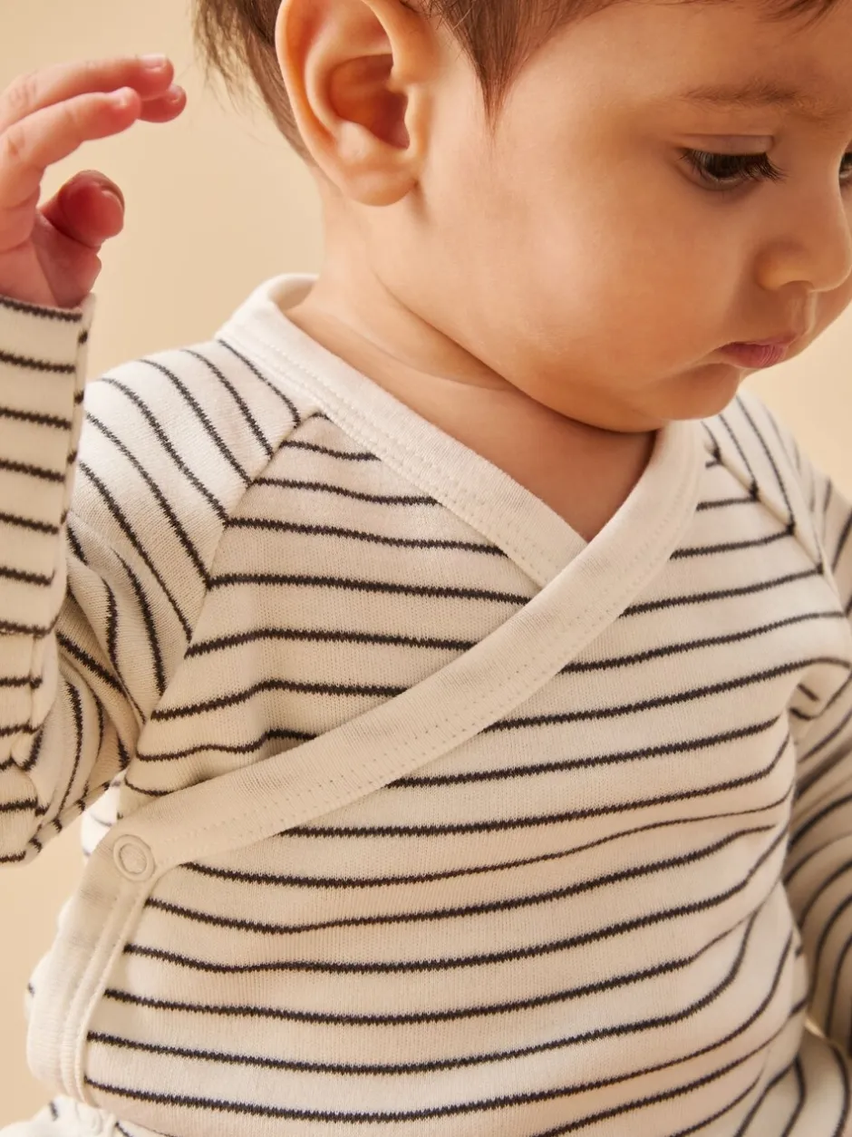 Rompertjes En Hemdjes|Mori - Supersoft kimono-romper Wit/zwart