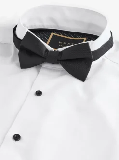Formele Overhemden*Next Wit/zwart - Slim Fit - Double Cuff Regular Fit Shirt And Bow Tie Pack