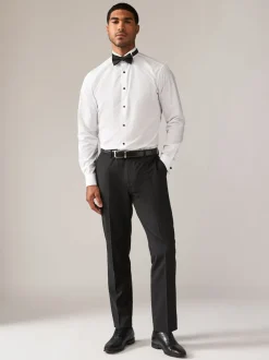 Formele Overhemden*Next Wit/zwart - Slim Fit - Double Cuff Regular Fit Shirt And Bow Tie Pack