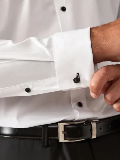 Formele Overhemden*Next Wit/zwart - Slim Fit - Double Cuff Regular Fit Shirt And Bow Tie Pack