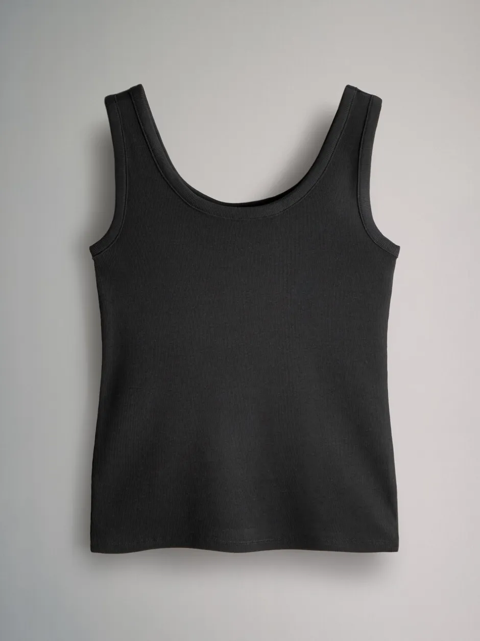 Tops En T-Shirts|Sportkleding*The Set - van 5 geribbelde ronde hals hemdjes Wit/Zwart/Bruin/Taupebruin/Naturel