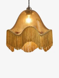 Lampenkappen|Verlichting|Next Wroxton Fringed Easy Fit Ceiling Light Shade Barnsteenoranje