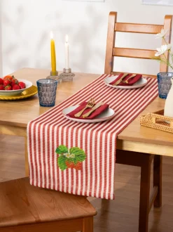 Tafellinnen En Placemats *Wylder Strawberry Strepen 180x35cm Tafelloper
