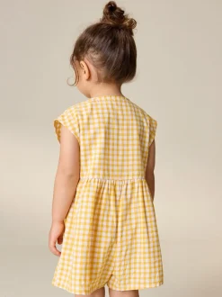 Jumpsuits En Playsuits*Next - Sleeveless Playsuit (3mths-7yrs) Yellow Gingham Embroidered