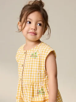 Jumpsuits En Playsuits*Next - Sleeveless Playsuit (3mths-7yrs) Yellow Gingham Embroidered