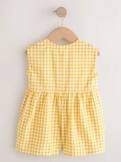 Jumpsuits En Playsuits*Next - Sleeveless Playsuit (3mths-7yrs) Yellow Gingham Embroidered