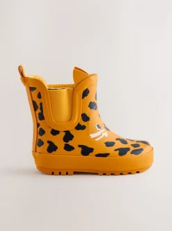 Laarzen*Next - Enkelhoge regenlaarzen Yellow Leopard Print