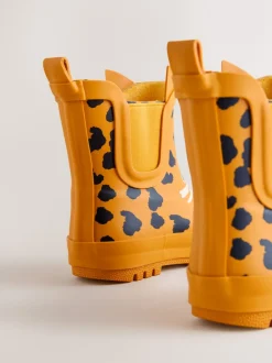 Laarzen*Next - Enkelhoge regenlaarzen Yellow Leopard Print