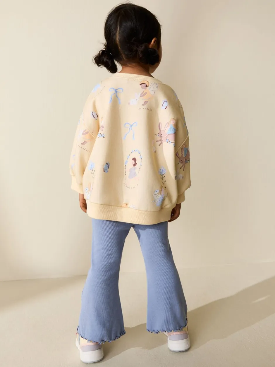 Sweaters En Hoody´S|Next - Set van sweatshirt en uitlopende legging (3mnd -7jr) Yellow/Blue Fairy