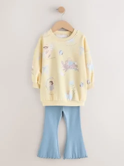 Sweaters En Hoody´S|Next - Set van sweatshirt en uitlopende legging (3mnd -7jr) Yellow/Blue Fairy